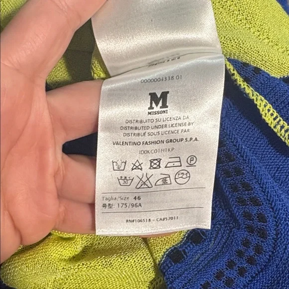 Missoni Neon Green/Blue Chevron Top SZ 46/US 10/XL VGUC - Picture 4 of 7